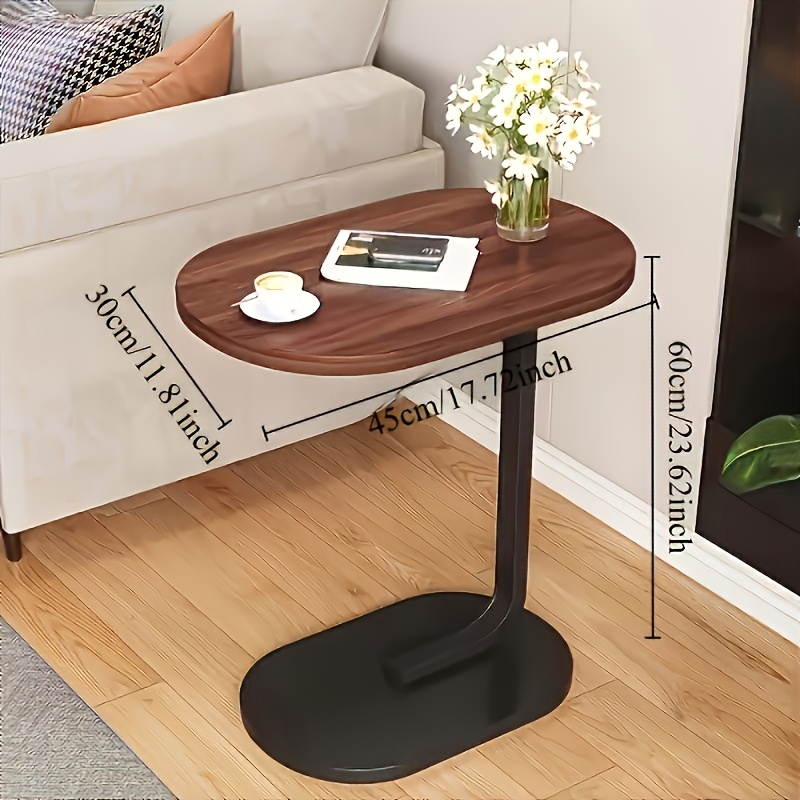 1pc c shaped sofa side saving sturdy metal base with walnut wood top and multi tiered shelves for coffee snacks suitable as living room or bedroom end furniture Product details 20