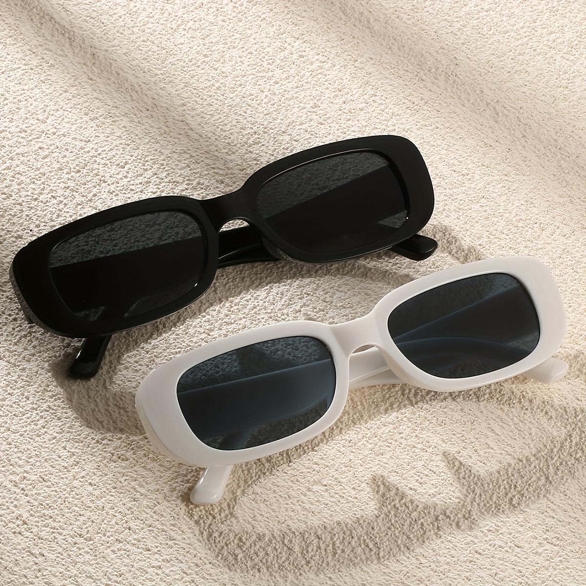 

2pcs Small Square Fashion Glasses For Women Men Anti Glare Sun Shades For Party Club Beach