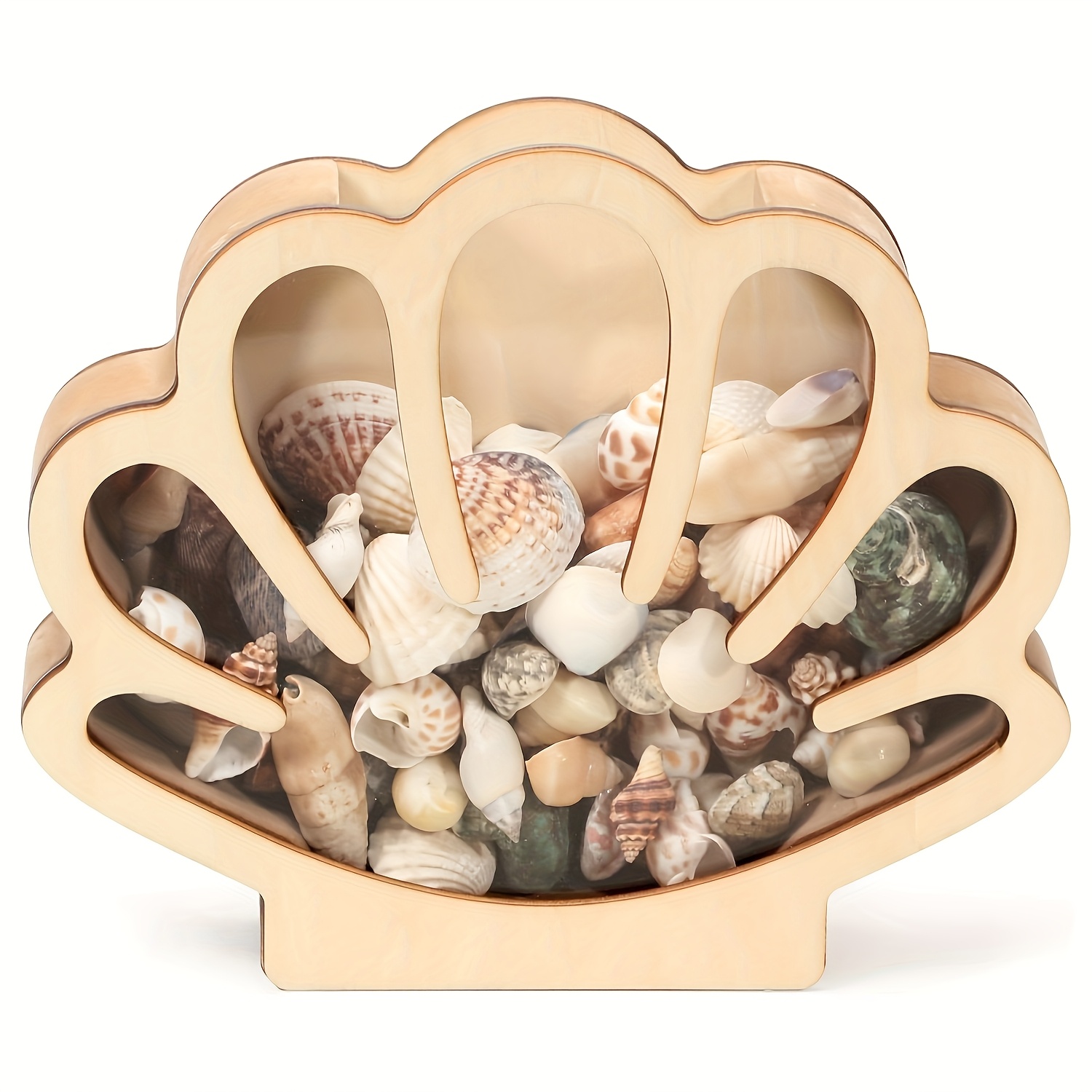 Image of Rustic Seashell Storage Box - Unique Wedding Guest Book Alternative & Beach Party Favor - Handmade Wooden Keepsake Box For Her