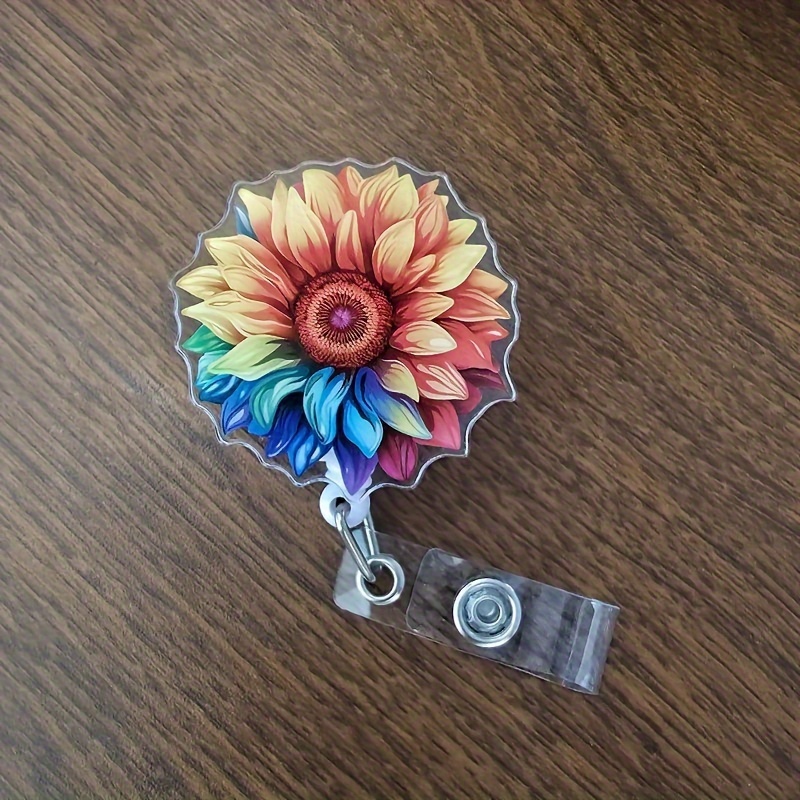 

Colorful Sunflower Acrylic Badge Holder With Retractable Reel Clip For Nursing Students, Doctors, And Medical Assistants - Heart Anatomy Design