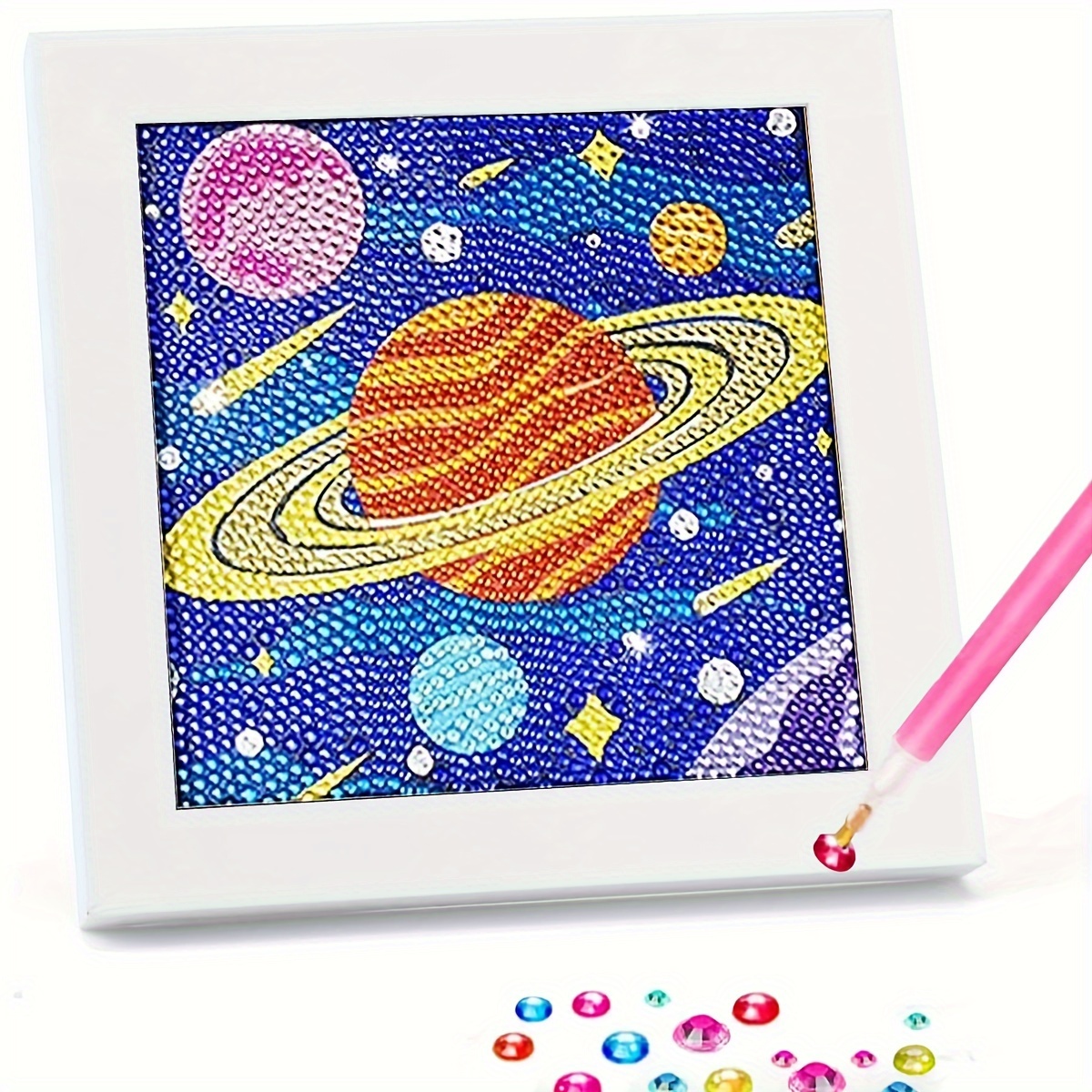Frameless Space Planet Diamond Painting, Handmade Diamond Ornament, Hanging Picture, Diamond Craft Gift, 1 Set (pc)