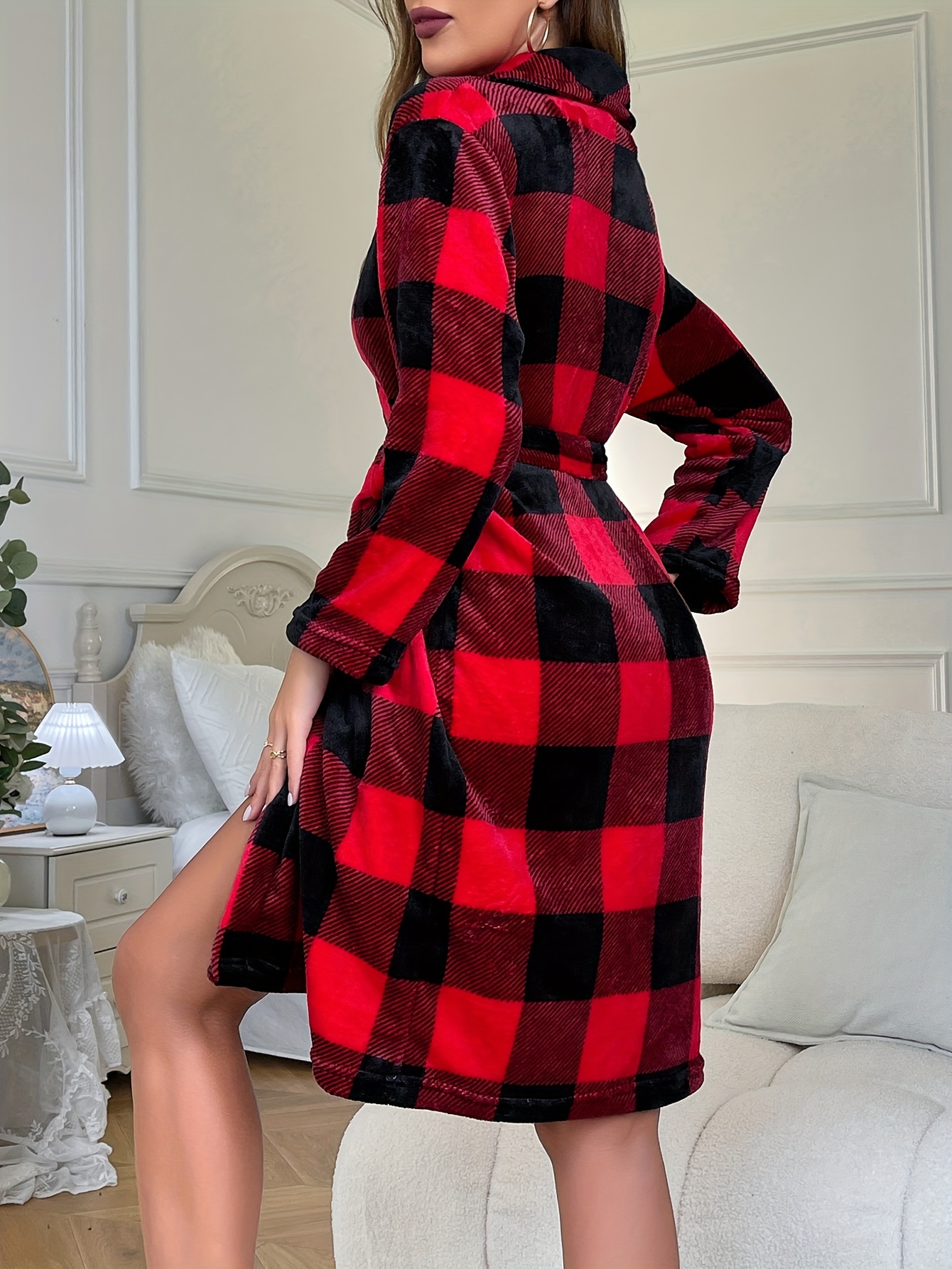 Plus Size Flannel Loungers Only Necessities Plus Size Rich Violet Plaid  Flannel Snap-Front - Main Image