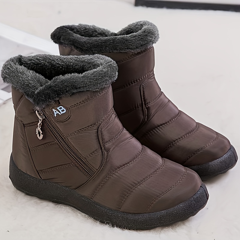 womens winter boots warm plush lined fashionable comfortable lightweight versatile boots with zipper closure fabric insole and pu sole