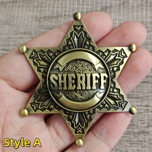 Retro Western Sheriff Legierung Abzeichen | Klassischer Cowboy-Stil mit filigranen Gravuren | Fortschrittliche Legierung Veneer Retro Lauman Abzeichen | Perfekt für Themenpartys, Festivals & Cowboy-Outfit-Verstärkungen | Sammelbare Cosplay Deko & Rustikaler Wohnakzent