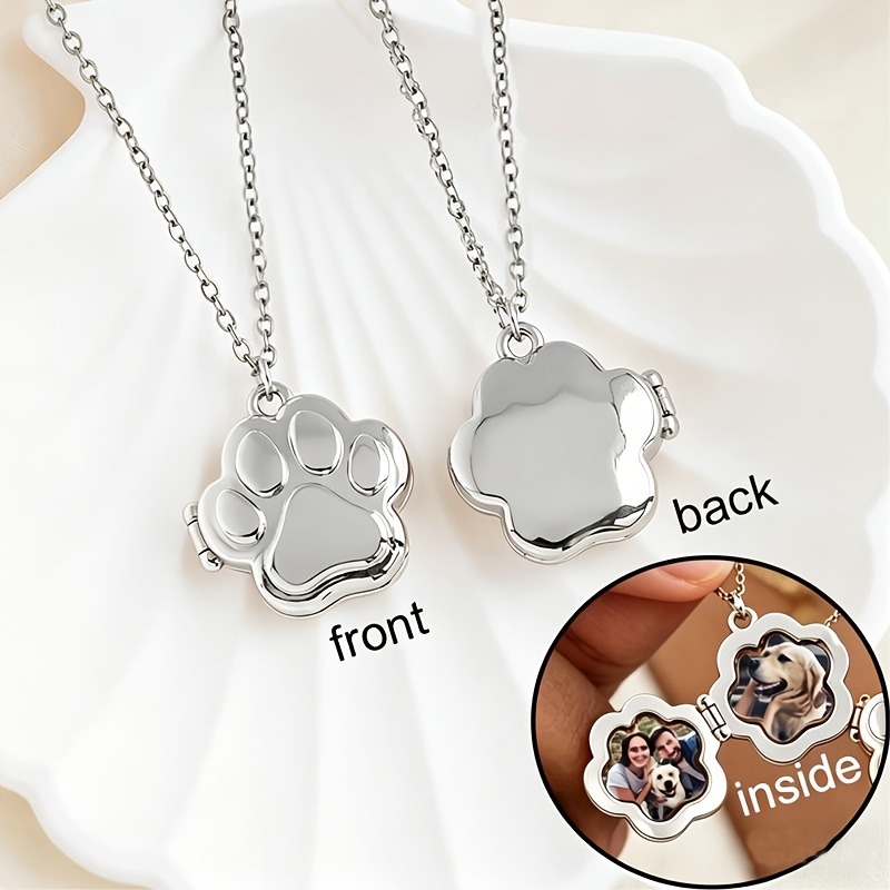 TEMU Collar con Colgante de de Pata de Foto Personalizada, Colgante de Acero Inoxidable 304 304 304 304 con Foto Personalizada, Un Regalo Festivo de