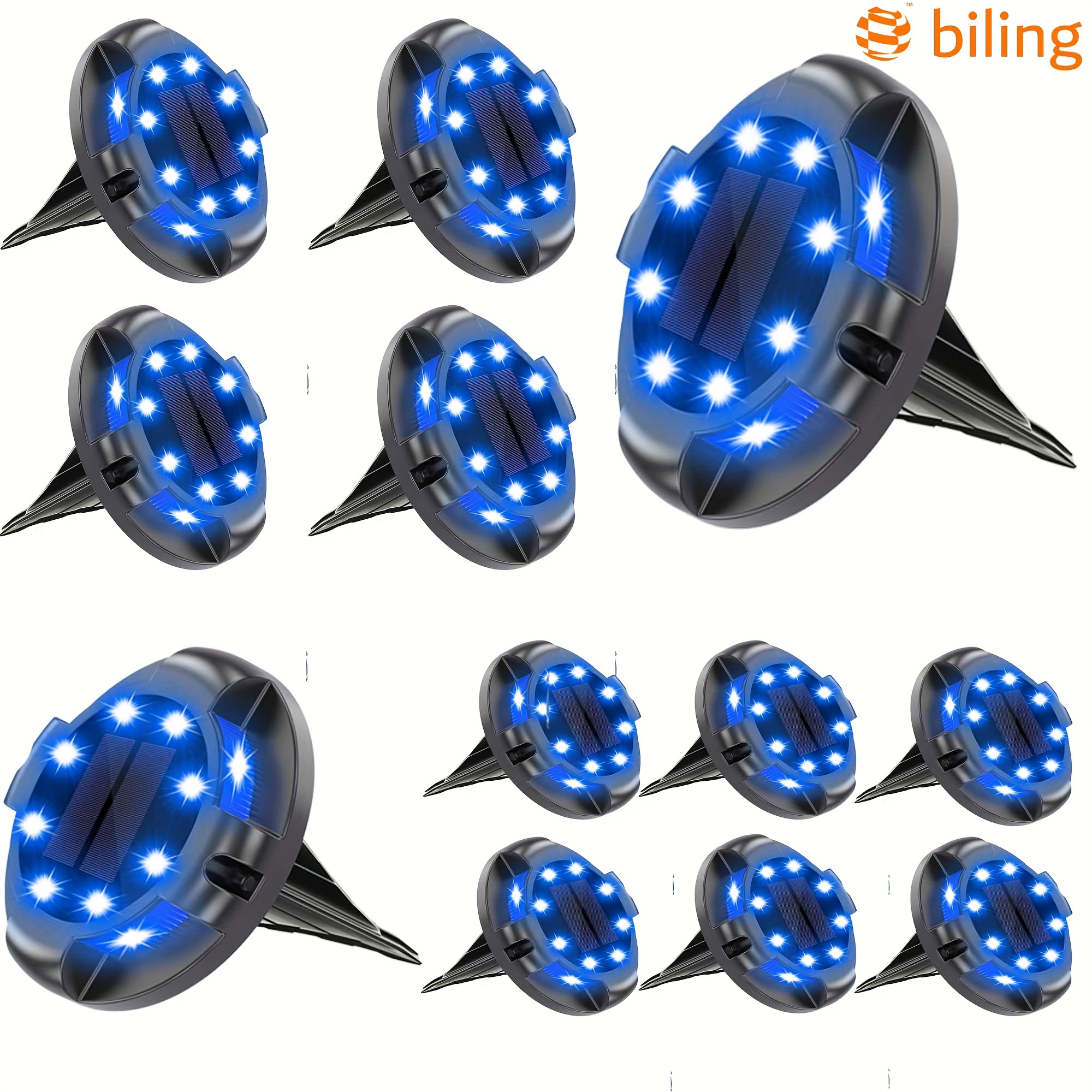 

12 Packs Blue Bright Solar Ground Lights, Solar Pathway Lights Outdoor Uplight Sidelight, Walkway Lights Waterproof Solar Deck Lights For Yard Walkway Garden Decorations