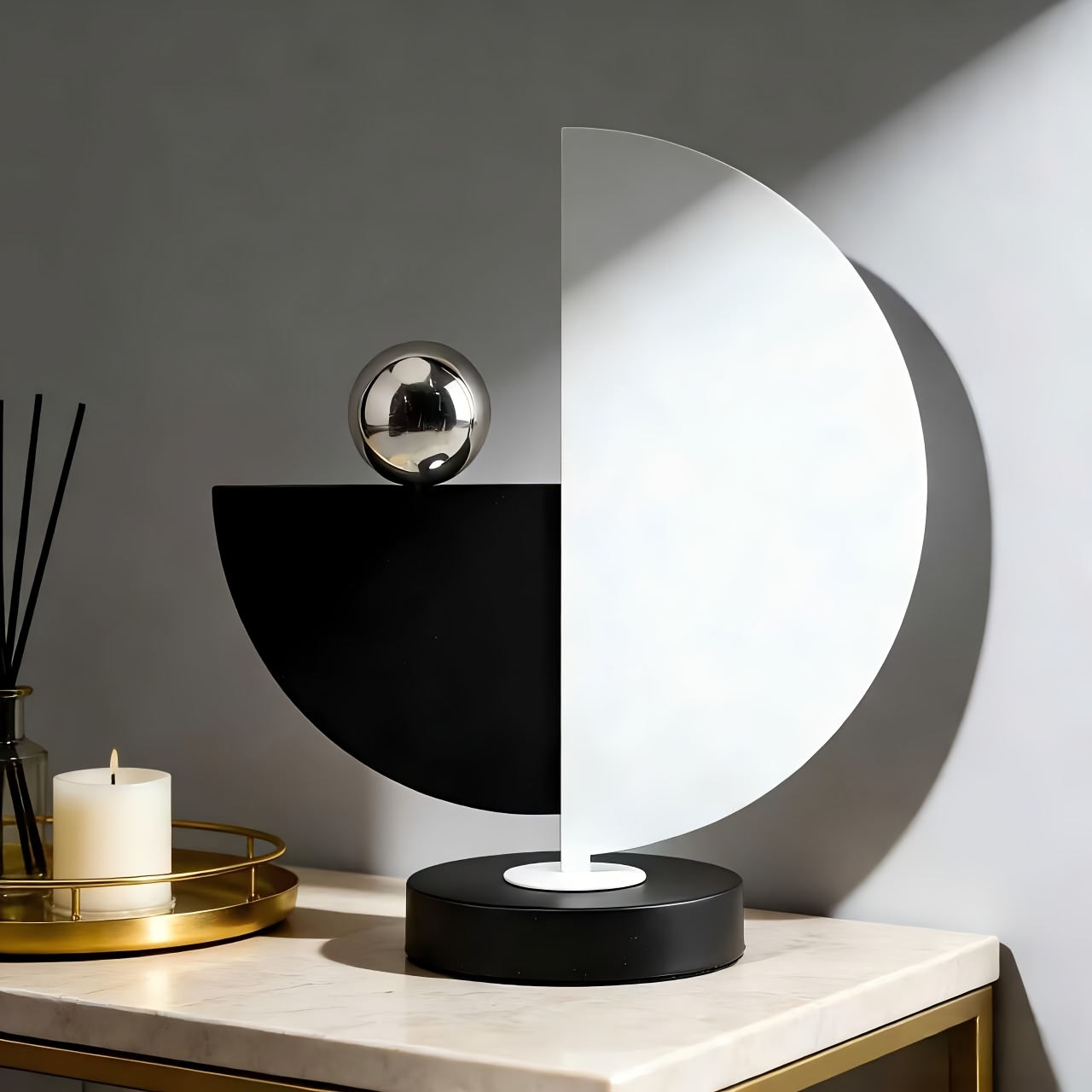 Abstract Metal Geometric Art Sculpture - Irregular Semicircle Decor