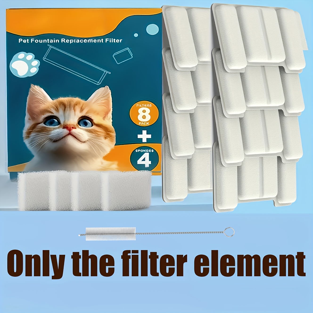 TEMU Cat Water Fountain Filters Apply To Cat Water Fountain 2.2l/74oz Stainless Steel Filters Includes 8pcs Water Dispenser Cartridges And 4pcs Water