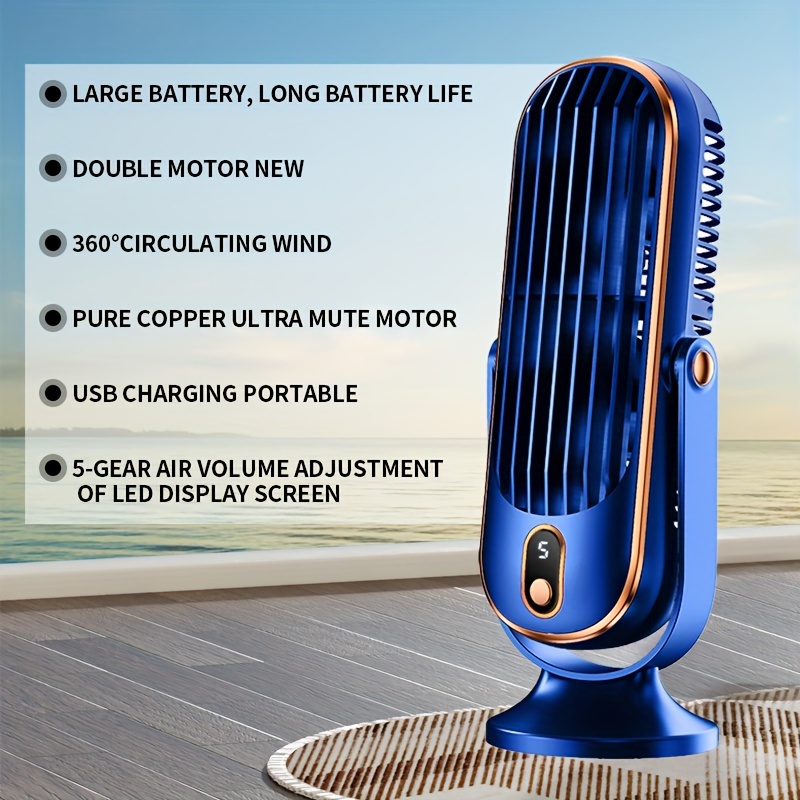 large battery dual motor portable fan household small air cooler 5   cooling fan 720 surround hair dryer portable usb fan for   camping outdoor rv christmas and valentines day gifts details 8