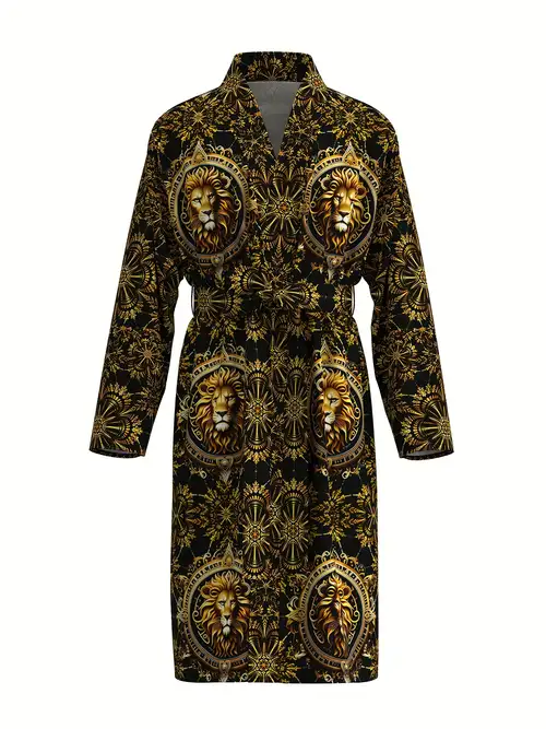 gold dressing gown mens Mens Robe Gold Velvet Dressing Gown Long