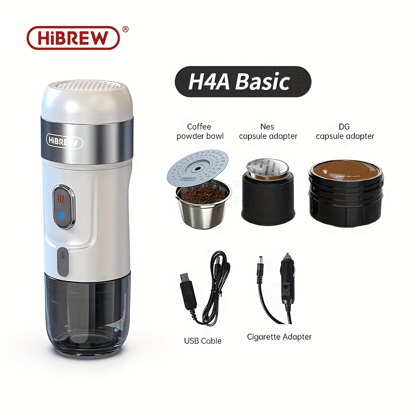 HiBREW Portable Coffee Machine for Car & Home,DC12V Expresso Coffee Maker  Fit Nexpresso Dolce Pod Capsule Coffee Powder H4A