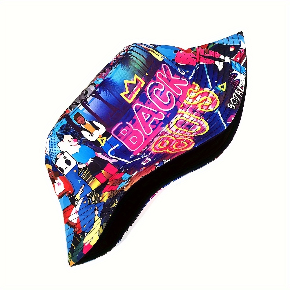 80s Cartoon Print Bucket Hat Vintage Hip Hop Reversible Sun - Temu United  Kingdom