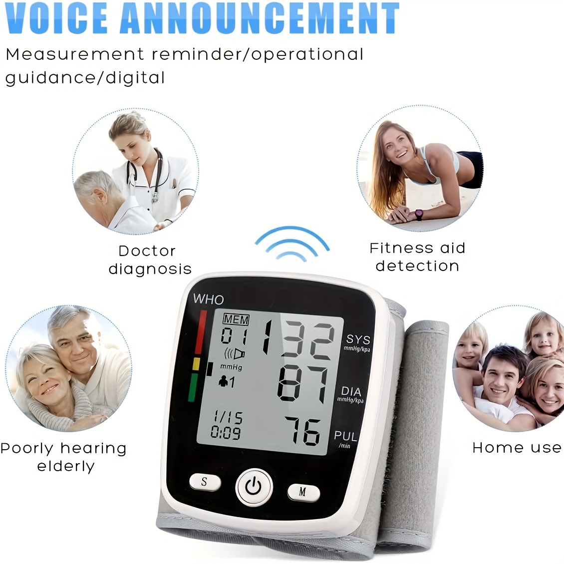 chang kun rechargeable digital wrist blood pressure monitor with large lcd voice broadcast portable design 2x99 readings memory Product details 2
