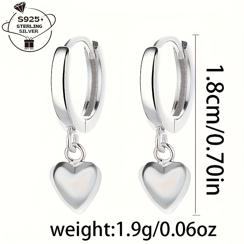 Women's 925 Silver Small Heart Shaped Stud Earrings, Versatile