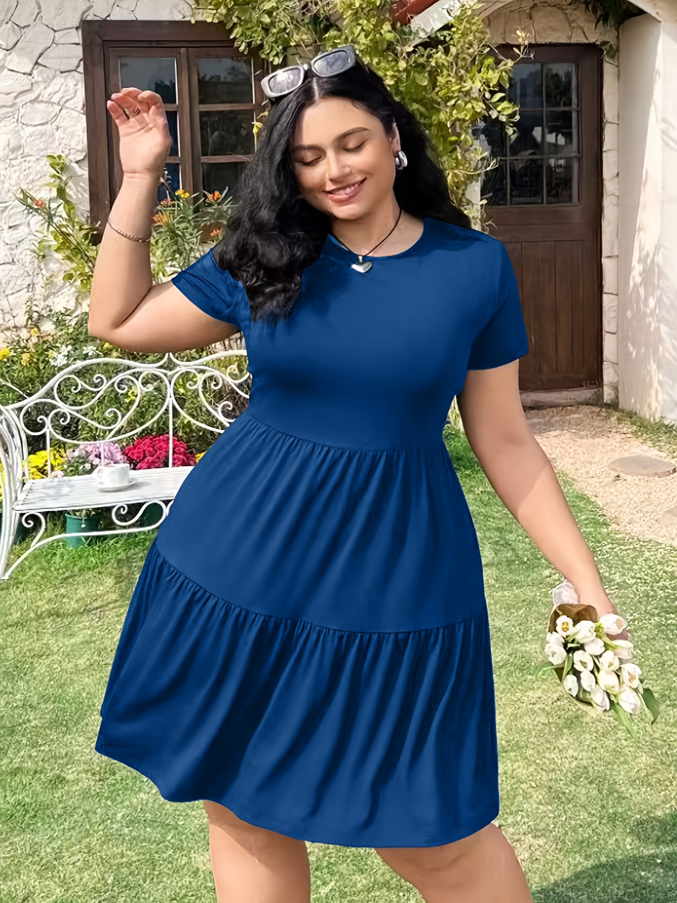 plus size blue peplum dress Calista Neoprene Peplum Dress