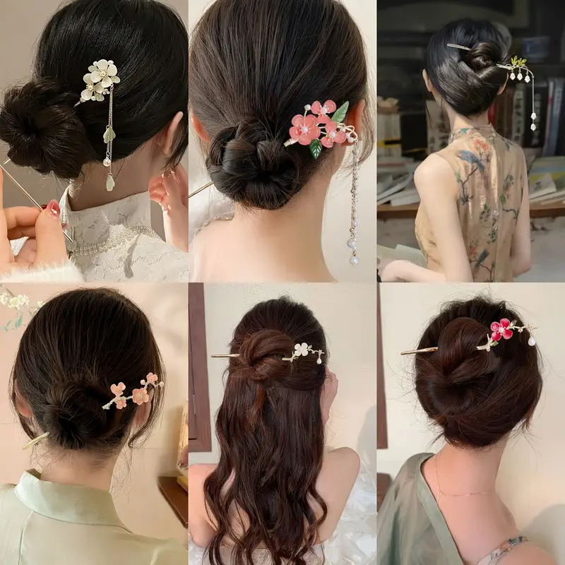 6pcs elegant floral metal hair sticks for women stylish flower shaped hairpins with intricate design daily use parties and photoshoots ideal valentines day gift headpiece cute hair accessories party hairpieces sophisticated accessory Product details 0
