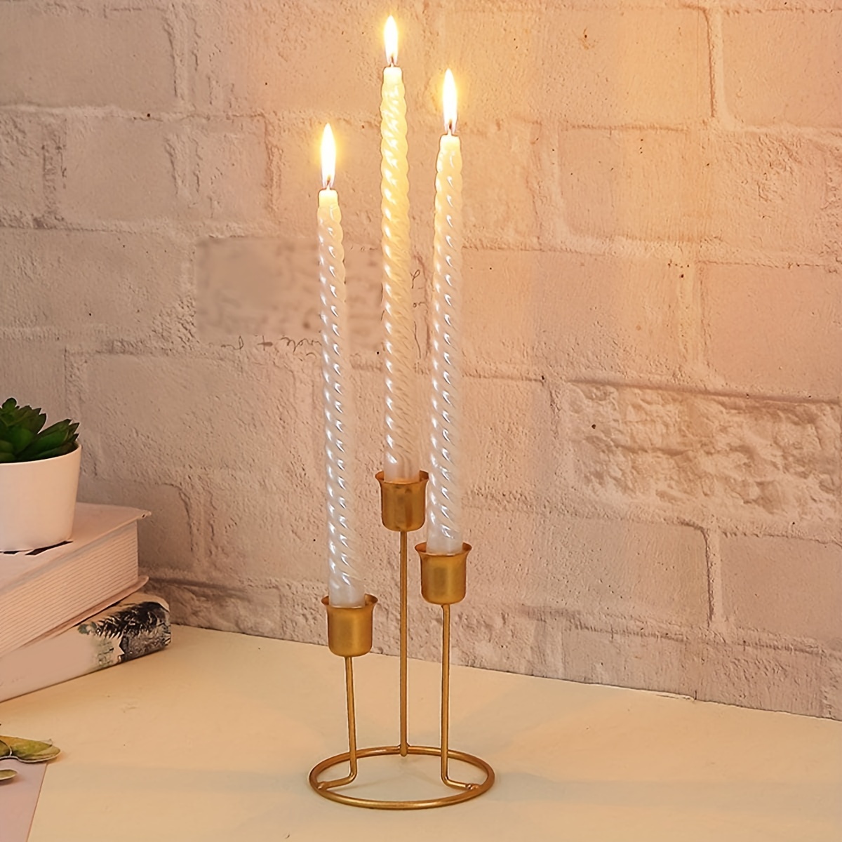 

1pc Elegant Golden Metal Candle Holder - Style, 3-branch Tall Candlestick For Romantic Dinners & - Weddings, Birthdays, Halloween - No Electricity Required, Candle Holder Decor