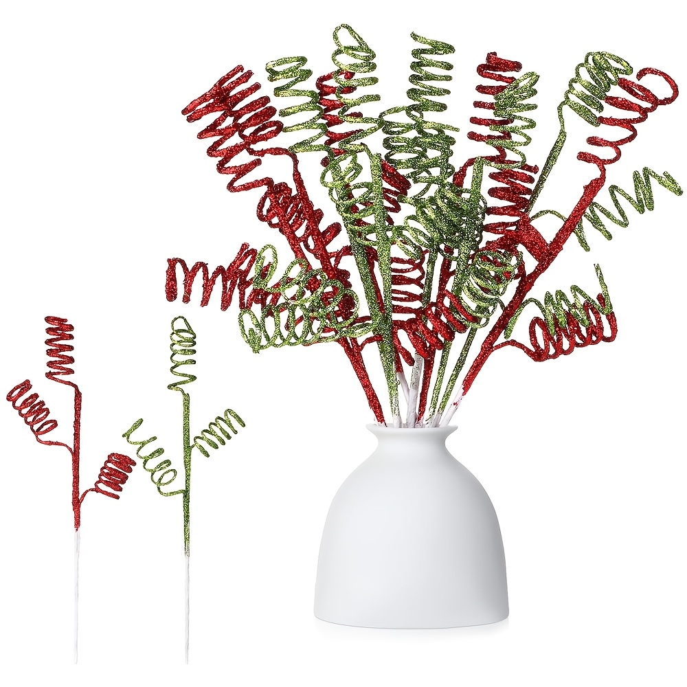 TEMU 10pcs Simulation Christmas Flash Curly Hair Tree , Christmas Halloween Indoor And Outdoor Artificial Flash Stem Paddles And Branches Decoration,