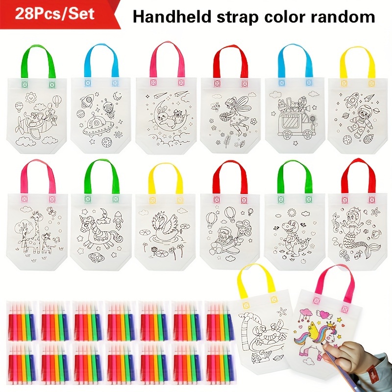28pcs DIY Doodle Bag Set with Colorful Markers