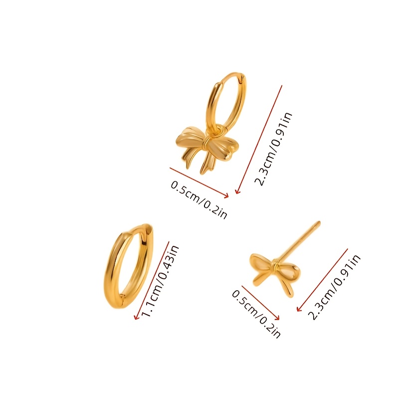 3pc Boho Style 14K Gold Plated Earring Stack Set