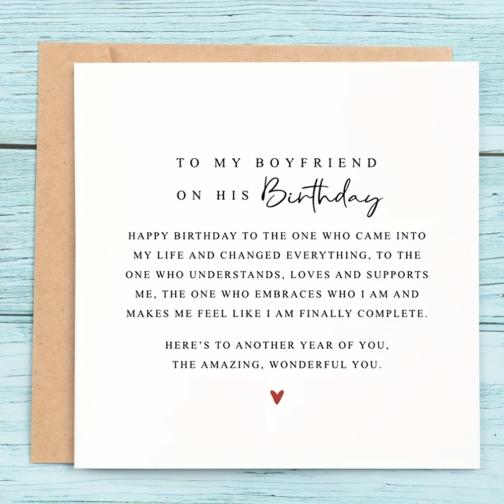 Image of 1pc, Boyfriend Birthday Card, To My Boyfriend On His Birthday Card, Valentine's Card For Boyfriend, Romantic Birthday Card For Boyfriend, Romantic Birthday Card For Him -with Envelope