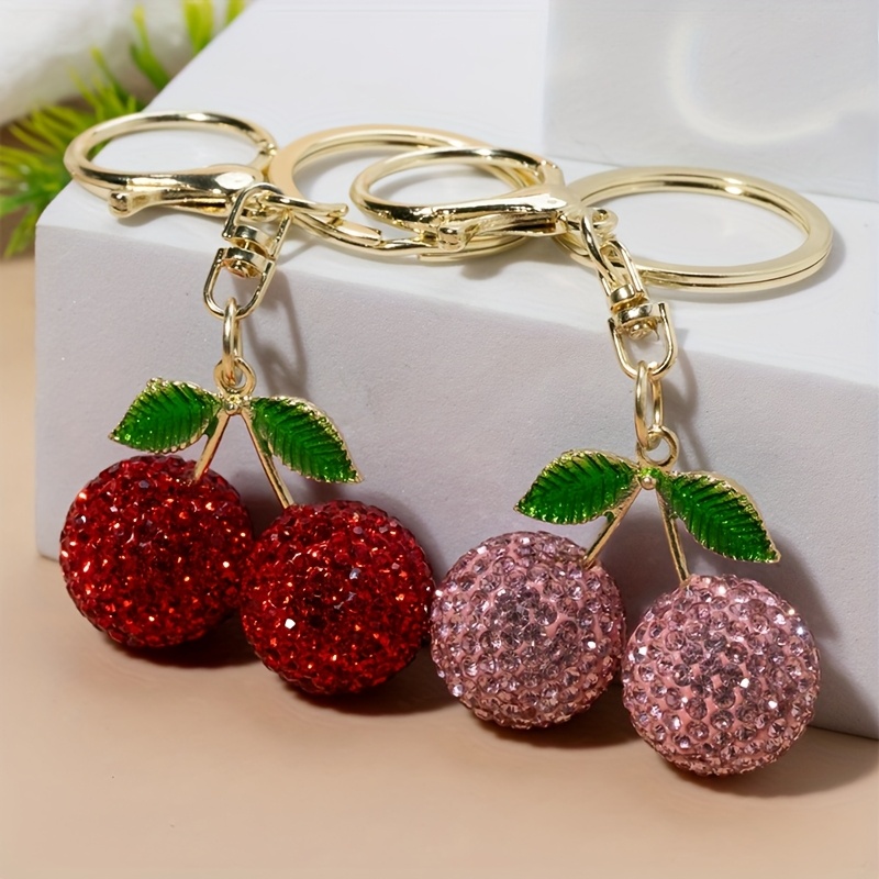 TEMU 2pcs 1 Creative Cute Fruit 's Bag Keychain Metal Exquisite Car Key Ring Pendant