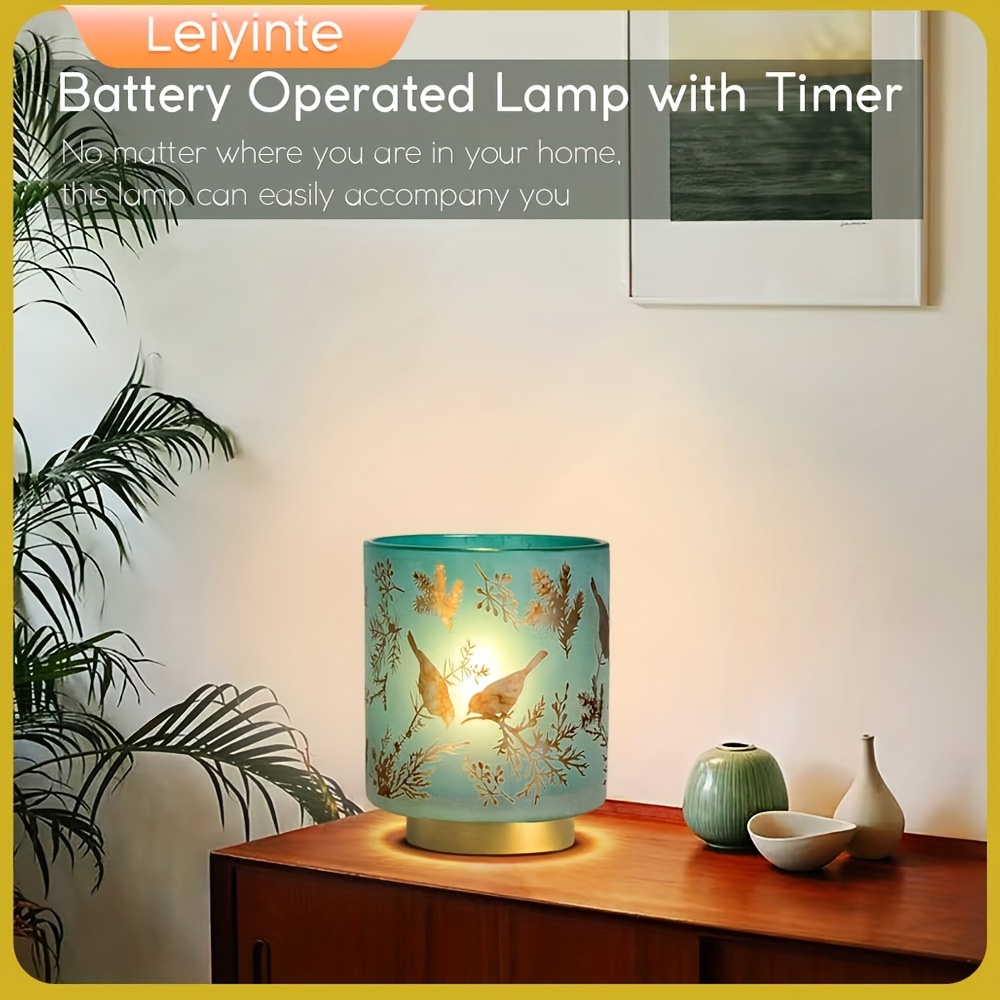 

Battery Operated Lamp With Timer, Cordless Table Lamps For Room Decor, Small Table Lamp With Led Bulb, Glass Lamps Table Light For Living Room, Bedroom