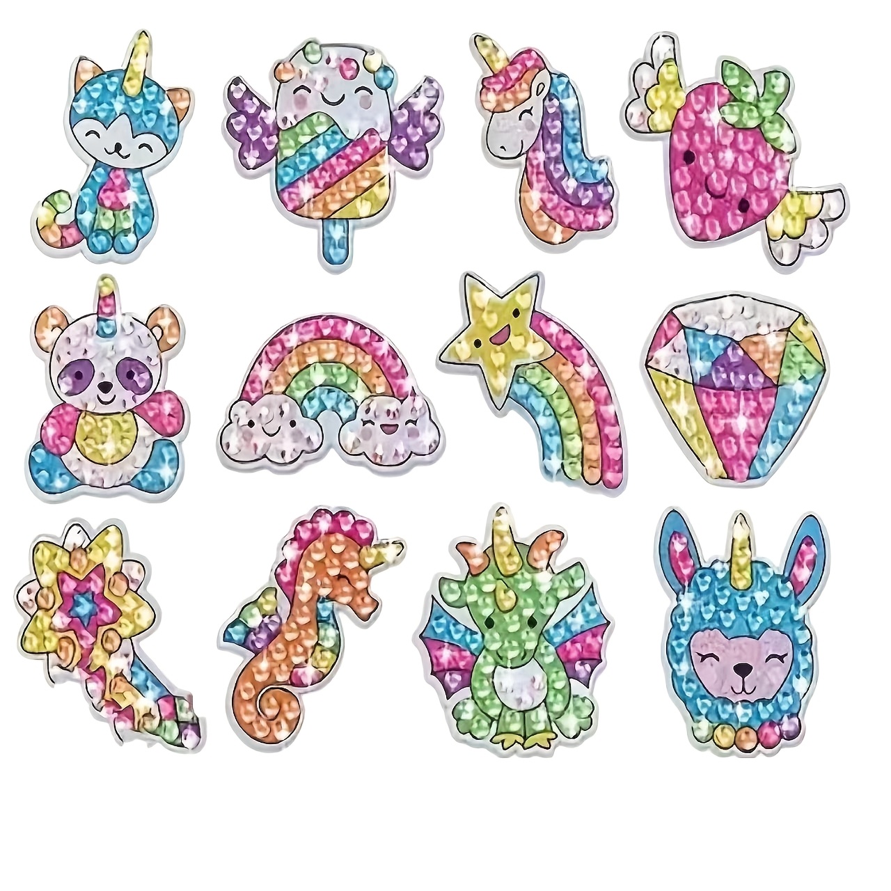 Image of ' Diy Diamond Painting Kit - Cartoon Animal Craft, Creative Handmade Decorative Stickers, Round Abs Resin Gems