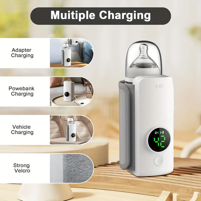 portable baby bottle warmer travel friendly rapid heating cordless and rechargeable baby bottle warmer comfortable baby bottle warmer and anywhere precise temperature large capacity battery with long 2