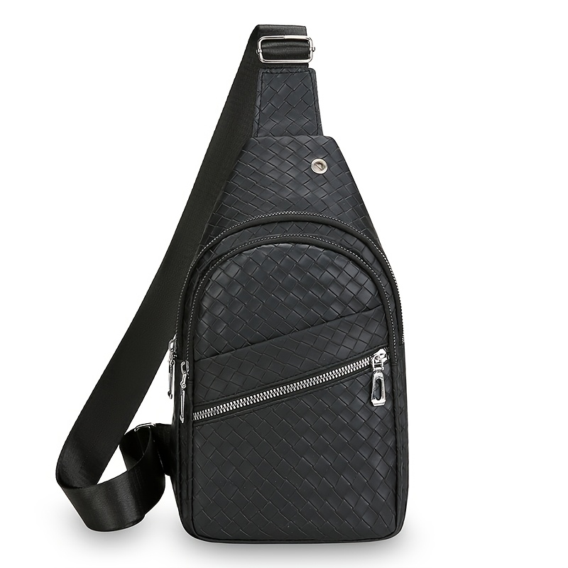 TEMU Herren Brusttasche Herren PU Sling Bag, Multi-Fach Freizeit Schultertasche, Leichter Pendler Rucksack