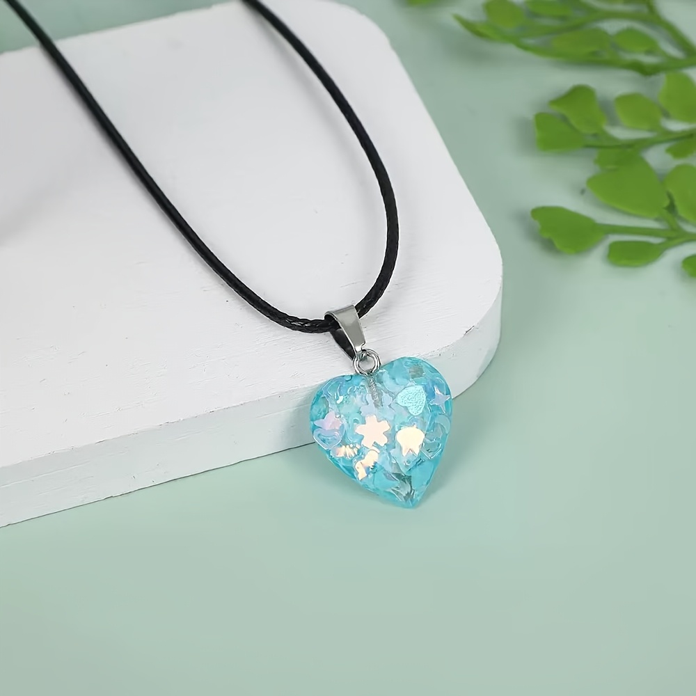 12pcs Natural Fluorescent Resin Pendant Heart Shaped for Jewelry Making