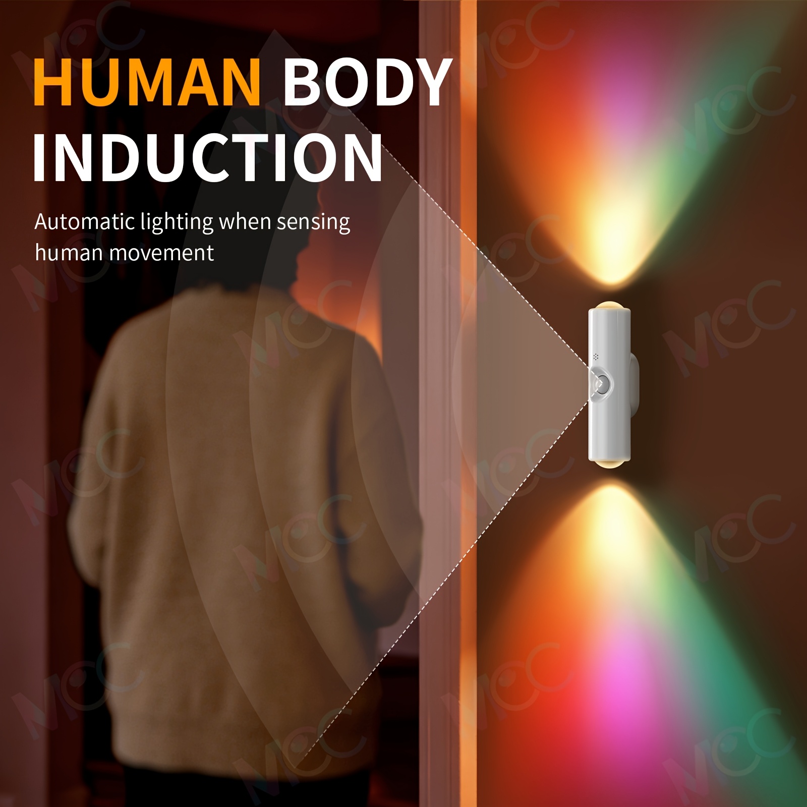 led magnetic night light dual voice motion sensor 9 colors with dimmable brightness 665mah long magnetic installation hallway bedside and storage room ambient lighting Product details 6