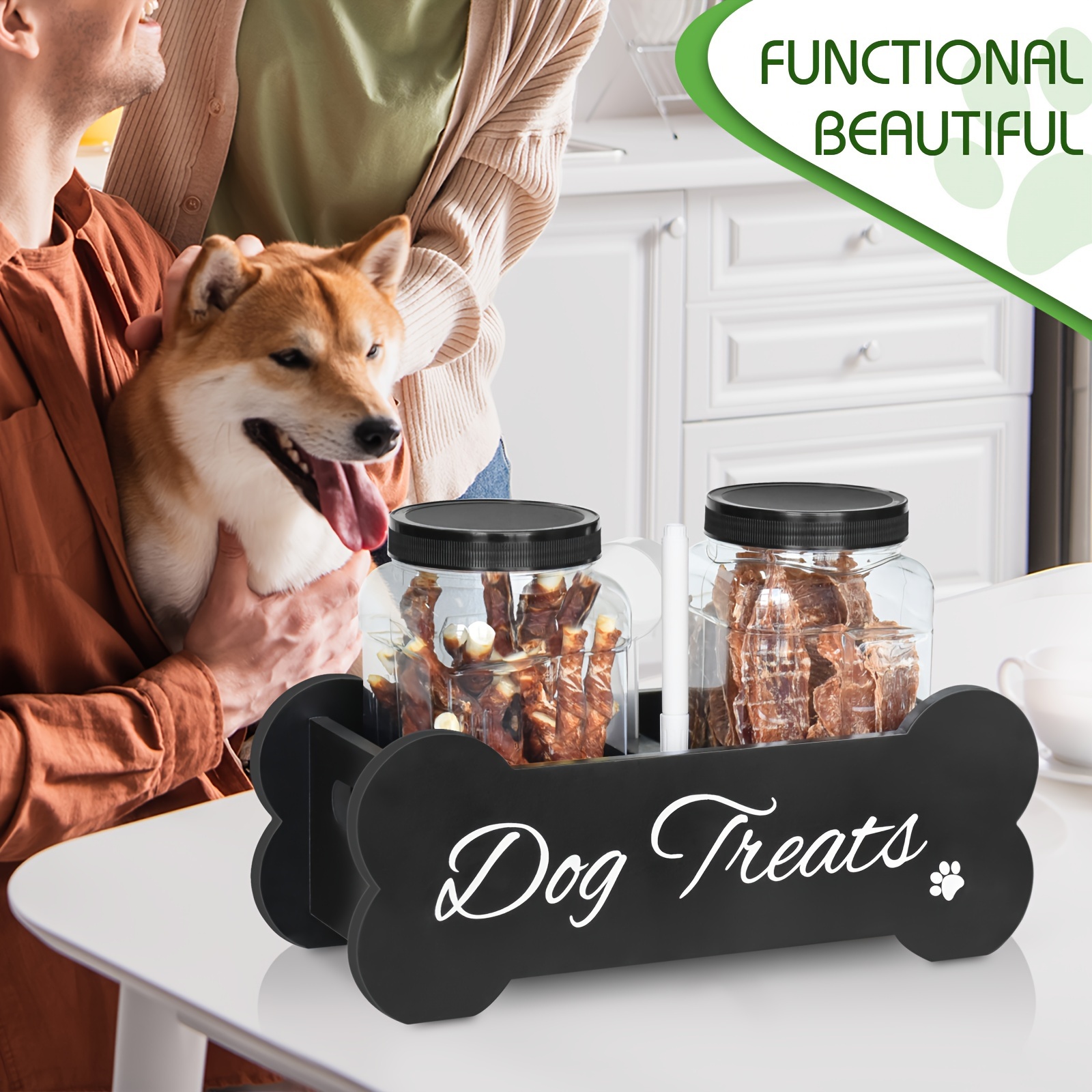

Dog Treat Container, Food Container With 2 , Pet Treat Organizer For , Dog Food Canister For Countertop, For Pet