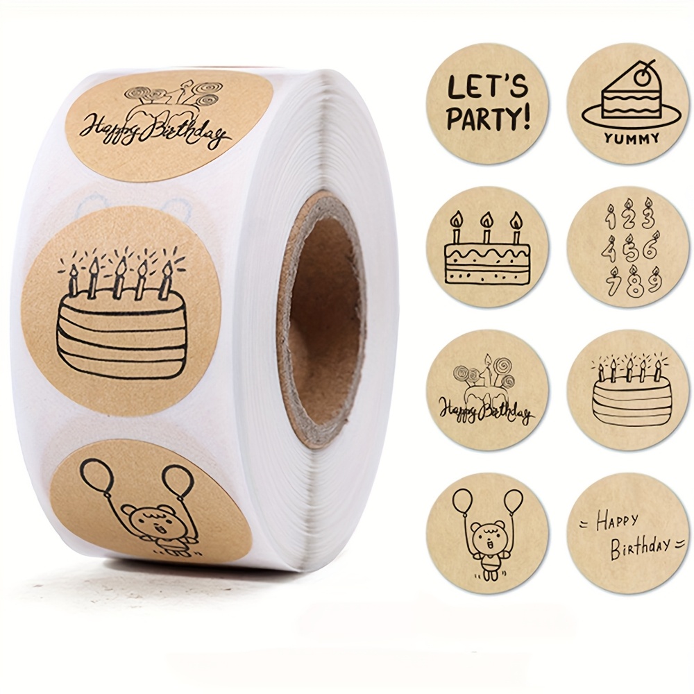500pcs/roll Paper Happy Birthday Stickers For Gift Wrapping Decoration Envelope Sealing Labels Stationery Stickers