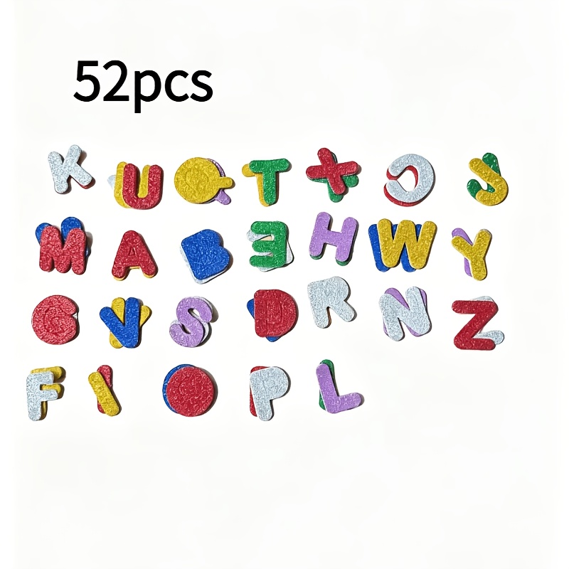 TEMU 52 Glossy Alphabet Stickers, Self-adhesive Foam Letters, And , Plastic, Irregular Shape, Disposable, Suitable For Scrapbooking, Wall Decoration