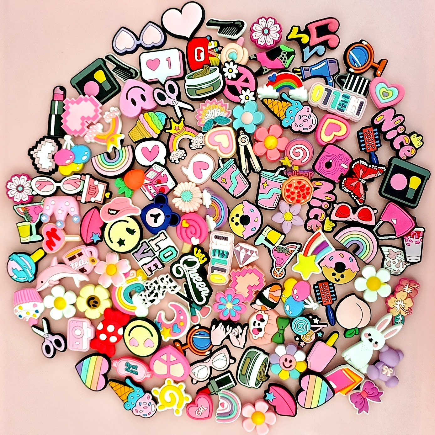 20 25 30 100pcs womens shoe accessories gifts for friends pink mixed set accessories bag accessories