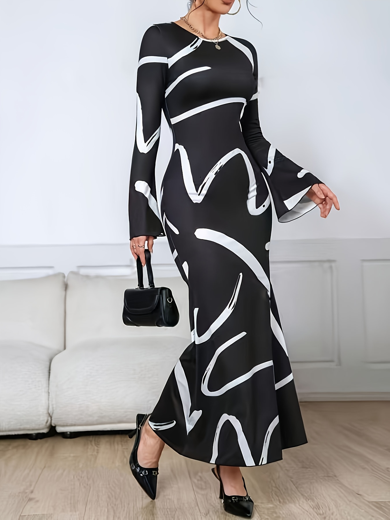 lace and chiffon maxi dress NicoBlu Caroline Flutter Sleeve Crinkle Chiffon Maxi Dress in Mediterranean Swirl Petite-12