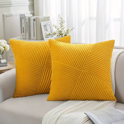 2pcs windmill textured striped corduroy throw pillow covers soft decor zipper closure 16x16 18x18 20x20 inch no inserts hand wash sofa couch bedroom