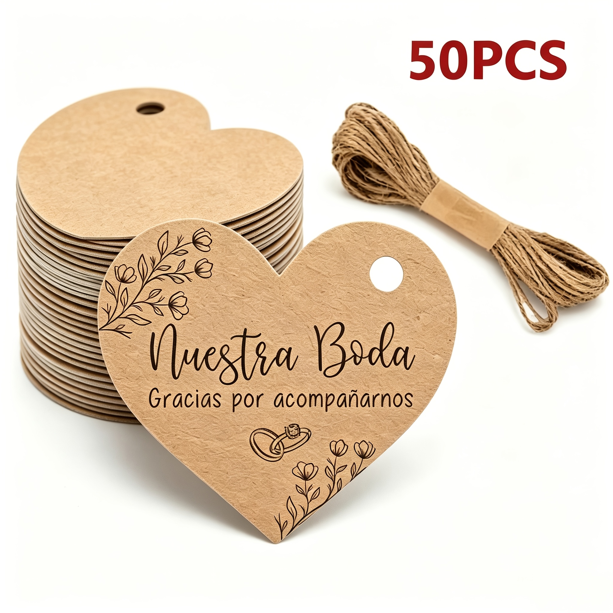 TEMU 50 etiquetas para , etiquetas españolas de para ( 10M de hilo de ), ideal para decorar tus regalos, mesas de dulces, recuerdos o detalles, 1.97