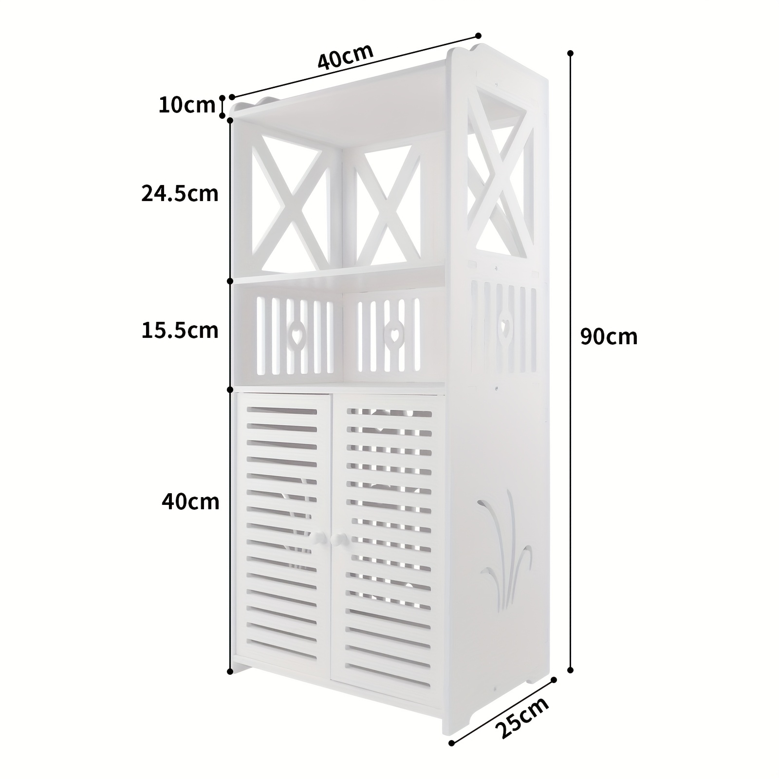 Bathroom Storage Cabinet Shelf Free-standing Floor Cabinet Unit With Daily Use Layer And Cupboard Double Door Home Storage Shelves Cabinet For Living Room, Bedroom, Kitchen White 40x25x90cm