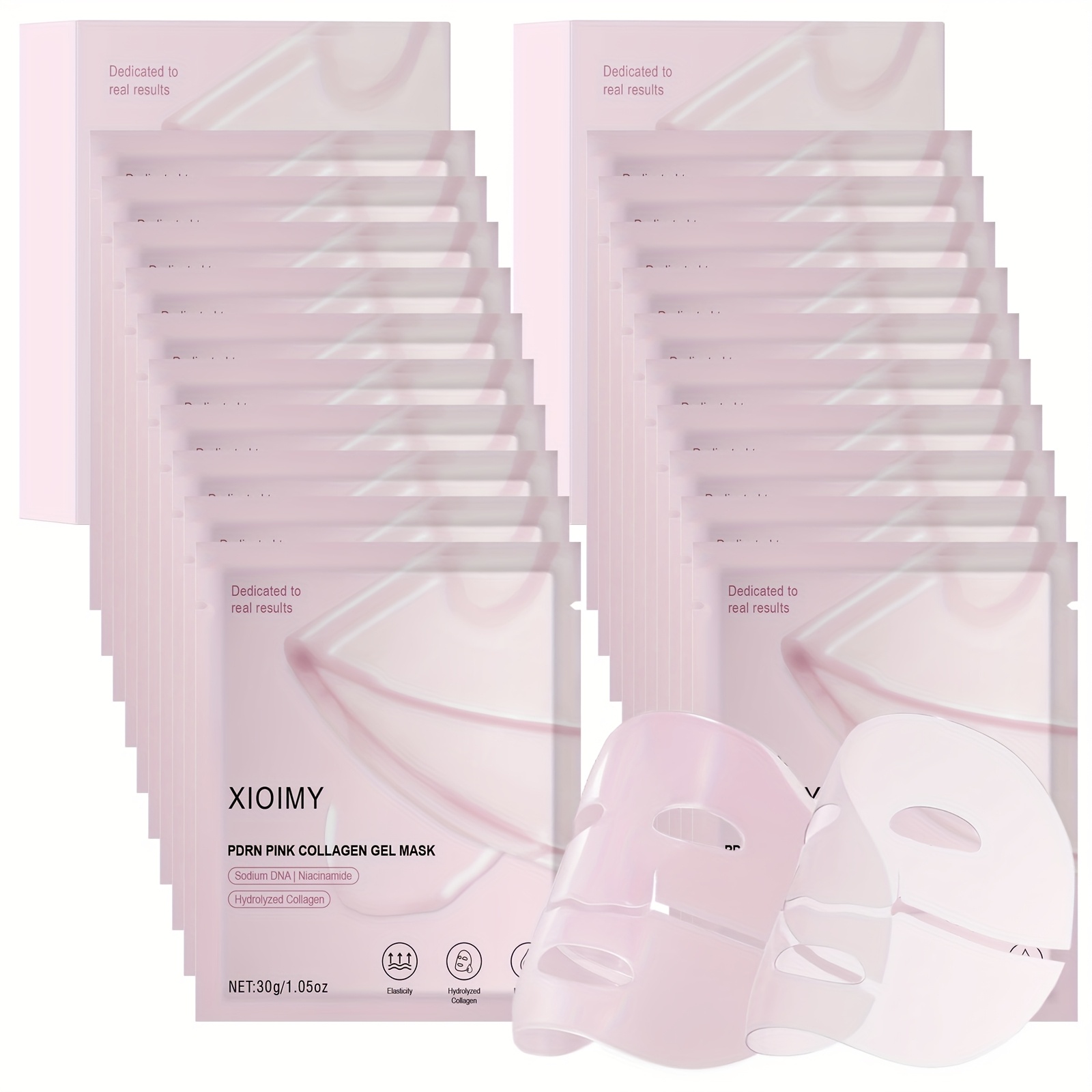 żelowa maska kolagenowa w kolorze łososiowym różu - 20 szt., nawilżająca, ujędrniająca i rozświetlająca skórę light beige, do stosowania na dzień i  ,   w dna łososia, odpowiednia dla wszystkich typów   light beige
