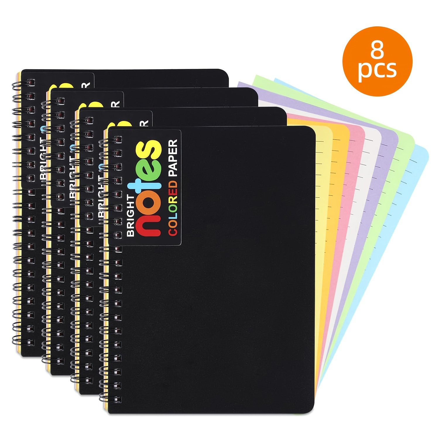 

Superlele 8 Pack 5x7in Spiral Notebook College Ruled Note Journals, Poly Cover 7 Bright Neon Colored Lined Paper Memo Pads Sheets/200 Pages For School, Christmas Gift