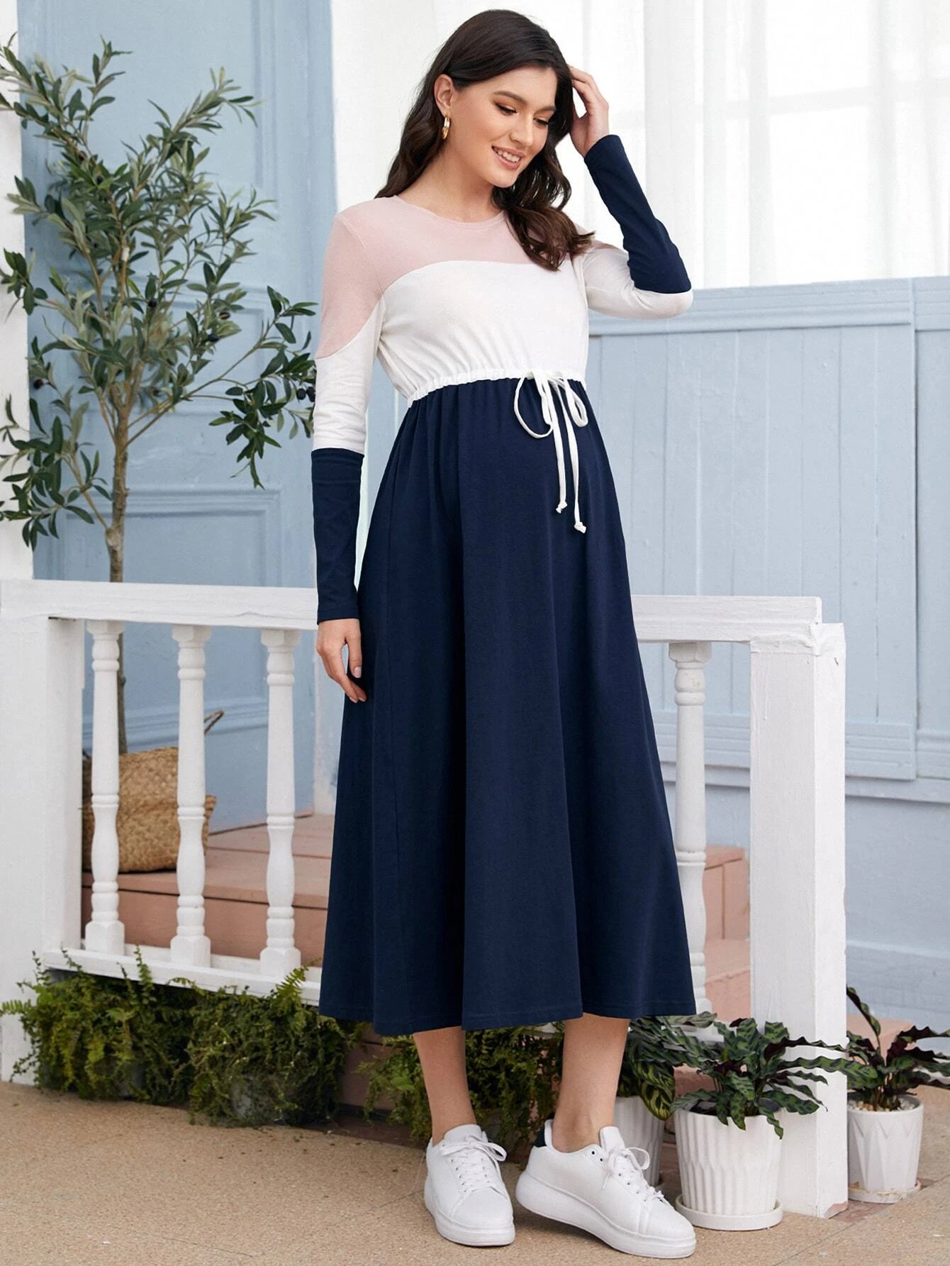 women's long sleeve tiered maxi dress Floral Lace Tiered Long Sleeve Maxi Dress