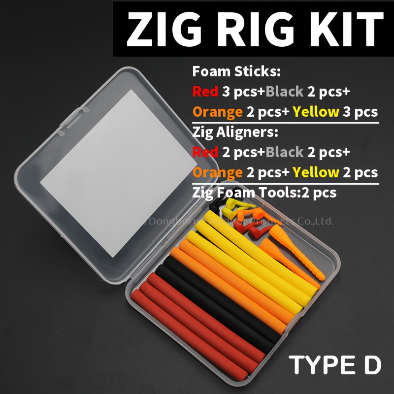 TEMU 18pcs Carp Fishing Zig Rig Kit With Foam Stick Pop-up Boilies Suitable For Method Feeder Tackle, Freshwater/saltwater Compatible, Zig Rig