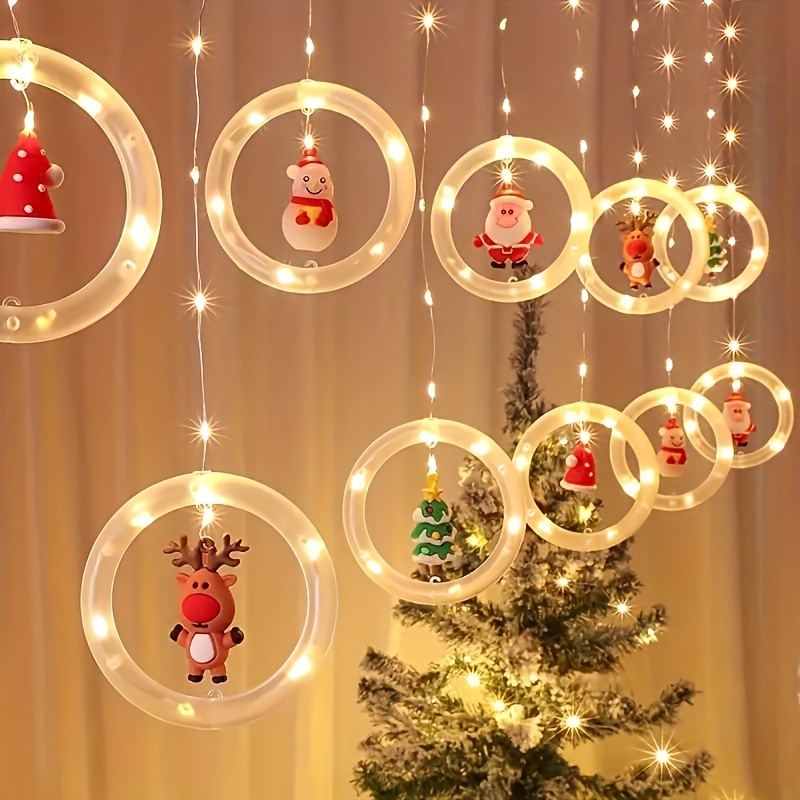 

Diy Christmas Led Curtain Lights Kit - Santa, Reindeer, Snowman & Tree Designs | Usb Powered Holiday Decor String Lights For Home, Bedroom & Party