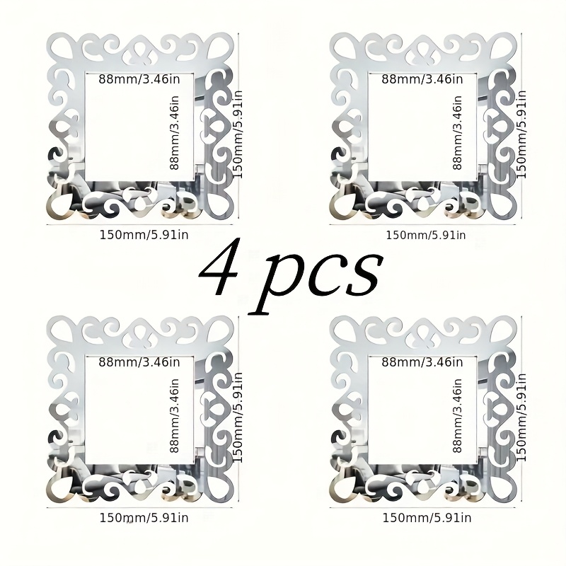 TEMU 4 piezas de pegatinas decorativas de espejo acrílico con encaje y de flor de de agua para , pegatinas decorativas de espejo, pegatinas de encaje