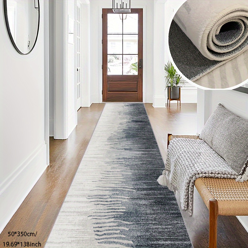 

Corridor Imitation Cashmere Running Carpet Simple Black Gradient, Non-slip Soft Washable; Office Home Outdoor Carpet Farmhouse Carpet Indoor And Outdoor Available