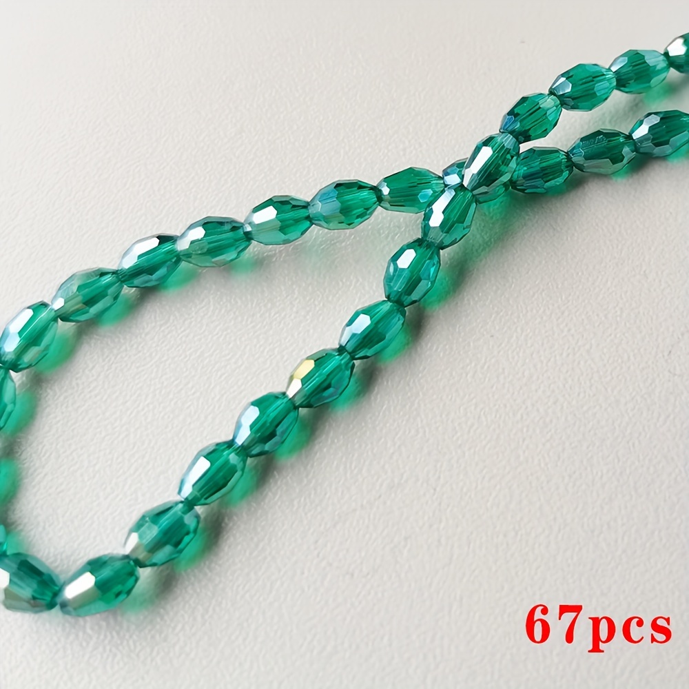 TEMU 67pcs Facetté Perles de Verre Espacées, 4x6mm, pour la Création de Bijoux DIY, Fournitures de Craft de Bracelet et Collier de Mode