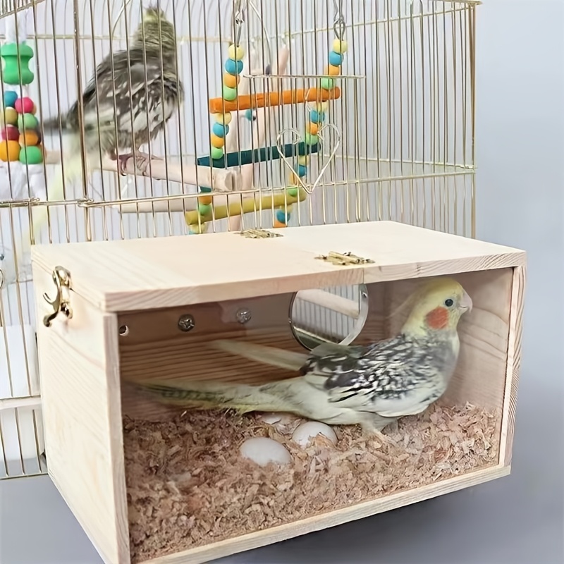 

1pc Transparent Wooden Breeding Box, Nesting House For Budgies And Bird , Outdoor Garden Bird Shelter With Wooden Material For Birds