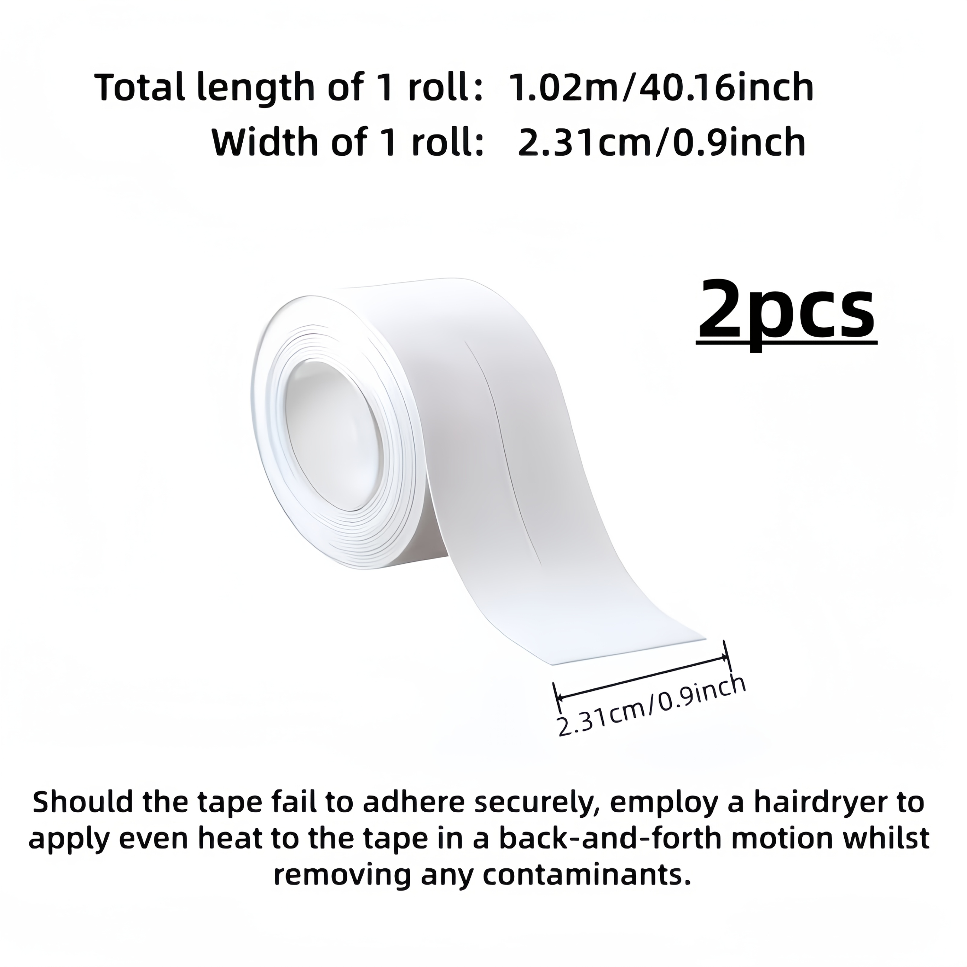 TEMU 2 Rolls Heavy-duty Waterproof Sealing Tape - Bathroom And Kitchen Covering Strip, Leak-proof Tape For Sinks, Showers, Toilets, Bathtubs -